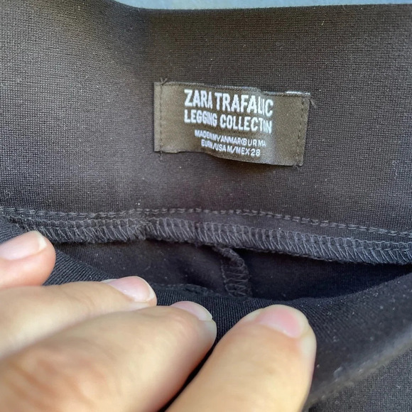 Zara Black Leggings with Lace bottom, medium - Picture 4 of 7